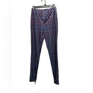 Chaser pants velvet plaid stretch zipper at ankles
